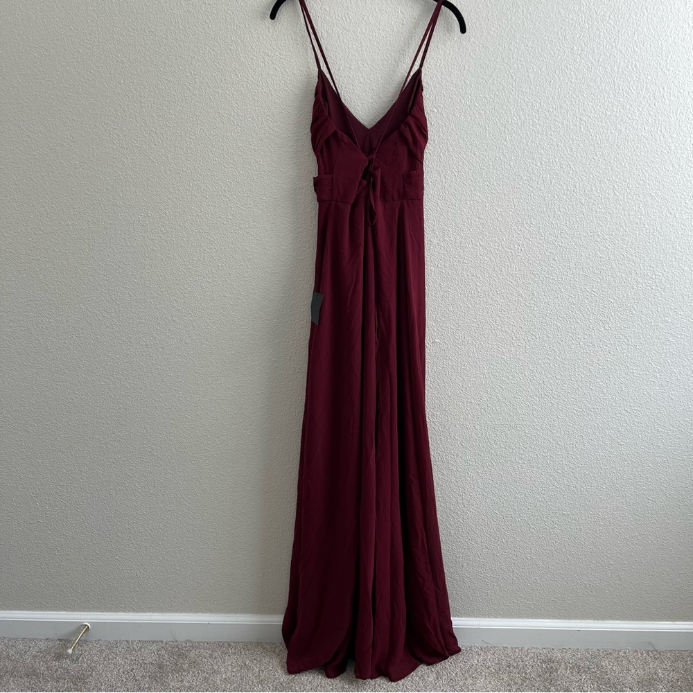 NWT Lulus Event Ready Burgundy Backless Lace-Up Maxi Dress Evening Formal MD - Picture 8 of 10